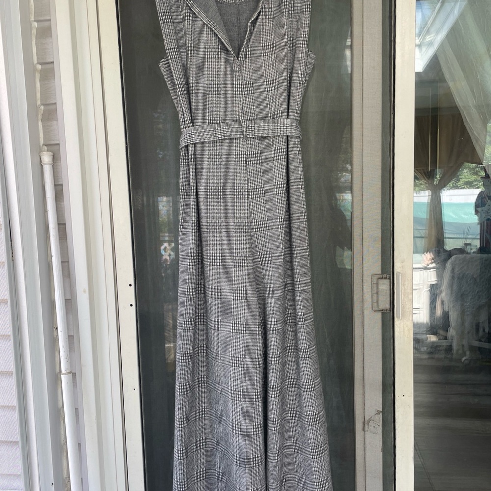 Max Studio Gray Plaid Jumpsuit